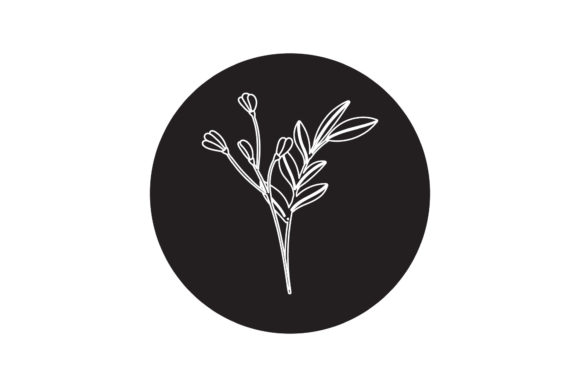 Floral Icon Flowers: Elegant White Line Style