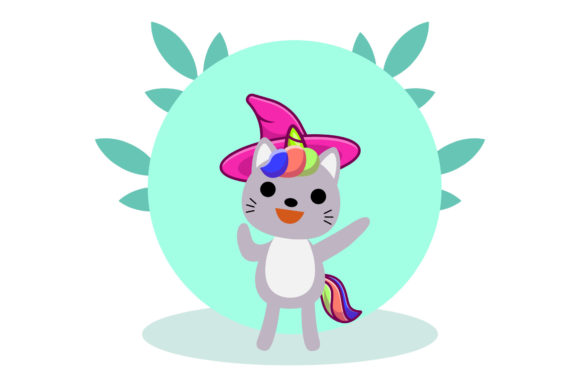 Unicorn Cats in Rainbow Floral Circles
